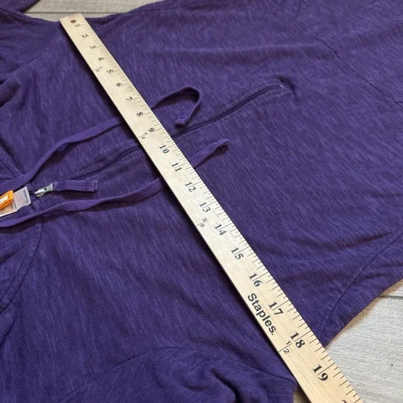 Lucy Hooded Half Zip Sweatshirt Y2K M Purple Reign Gym Yoga Kangaroo Pockets - Picture 9 of 10